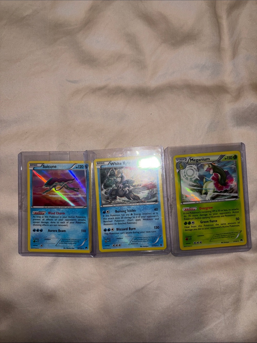 Trading Card Sleeve Set - Suicune, White Kyurem, Meganium (Blue/Green)